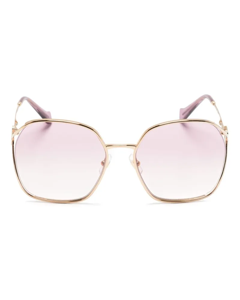 Miu Miu Eckige Sonnenbrille mit Logo - Gold Gold