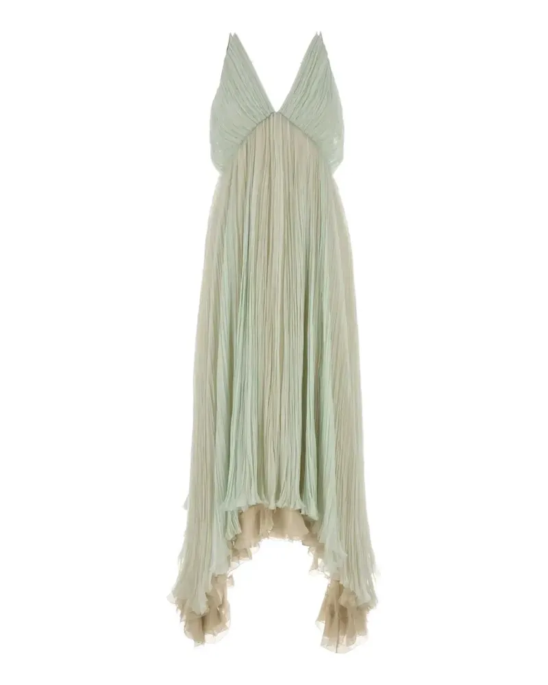 Alberta Ferretti pleated asymmetric-hem dress - Grün Grün