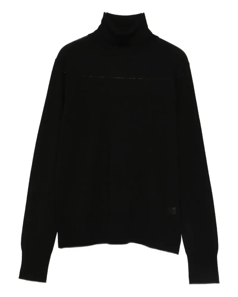 forte_forte Rollkragenpullover mit Einsätzen - Schwarz Schwarz