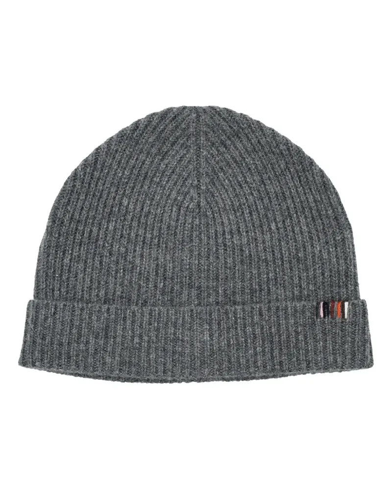 extreme cashmere ribbed beanie hat - Grau Grau
