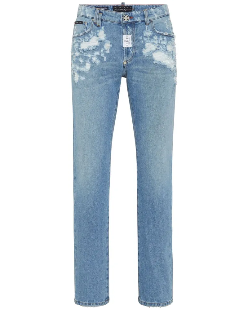 Philipp Plein Gerade Jeans im Distressed-Look - Blau Blau