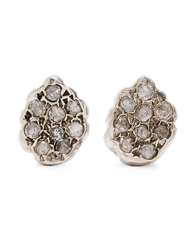 Rosa Maria Ohrstecker aus Sterlingsilber mit Diamanten Silber