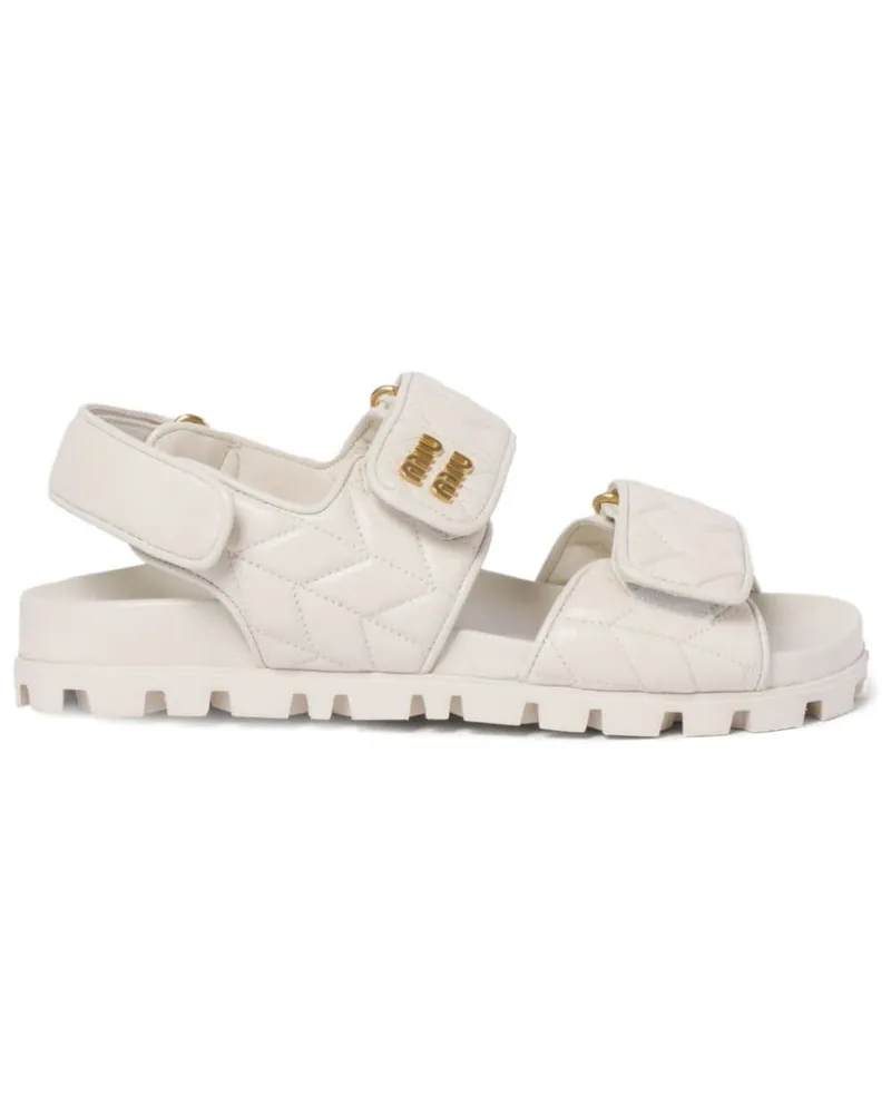 Miu Miu Matelassé-Sandalen mit Logo-Schild - Nude Nude