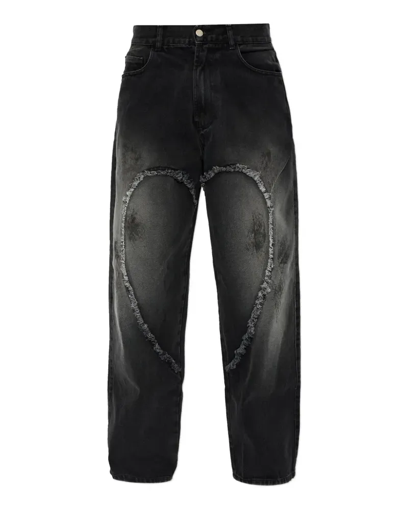 Carne Bollente heart-motif frayed jeans - Schwarz Schwarz
