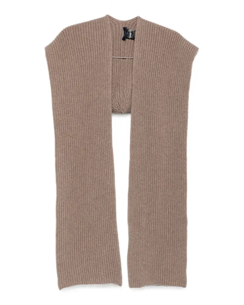 Soeur ribbed-knit hooded scarf - Nude Nude
