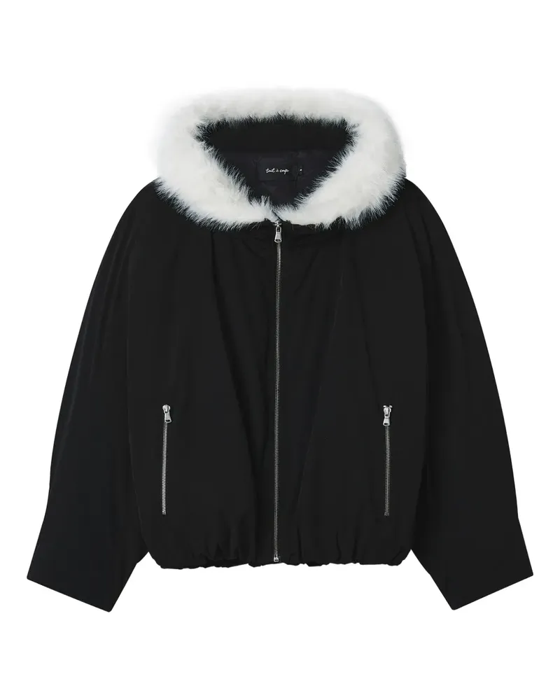 Tout a Coup Kapuzenjacke aus Faux Fur - Schwarz Schwarz