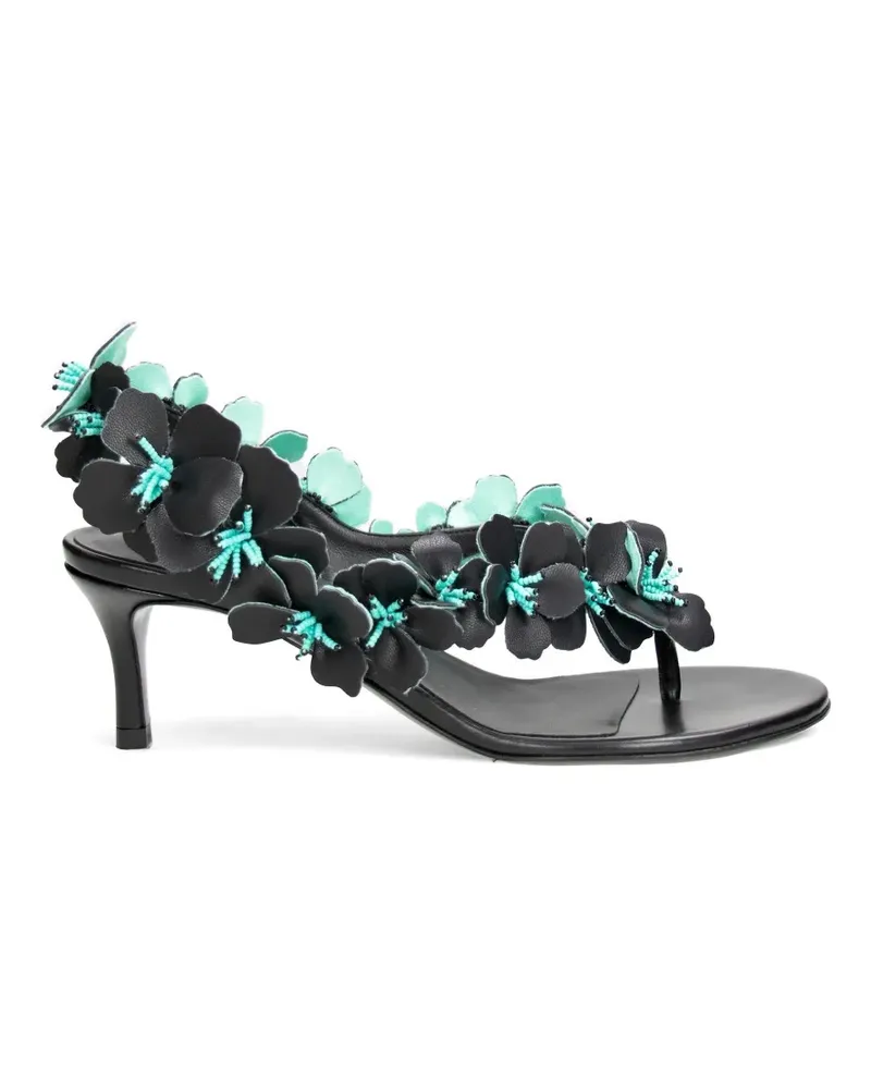 Paco Rabanne floral-appliqué beaded sandals - Schwarz Schwarz