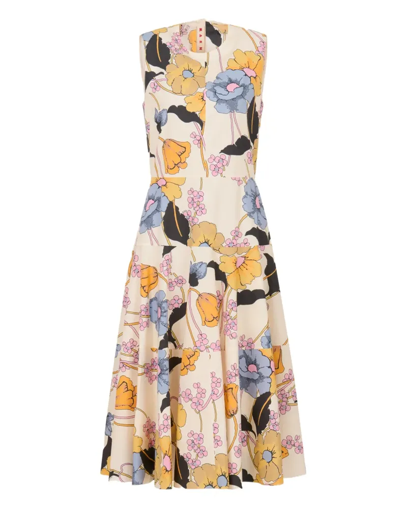 Marni Midikleid mit Blumenmuster - Nude Nude