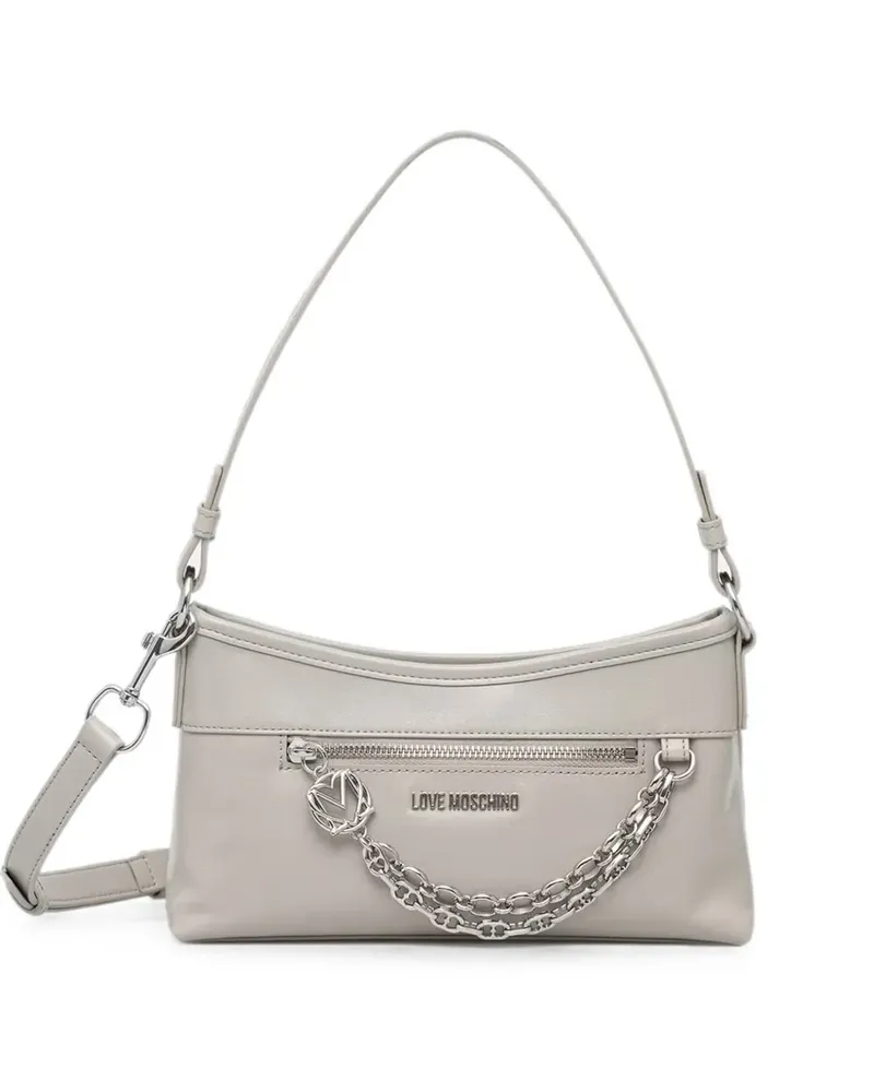 Moschino logo-lettering chain-detail shoulder bag - Grau Grau