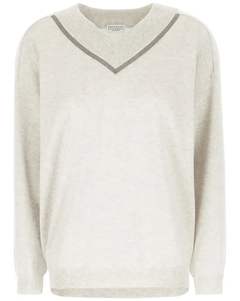 Brunello Cucinelli Kaschmirpullover mit Perlendetail - Nude Nude