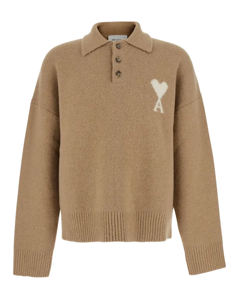 AMI Paris Ami de Coeur polo sweater - Nude Nude