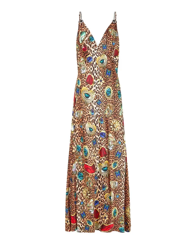 Camilla V-neck printed slip dress - Nude Nude