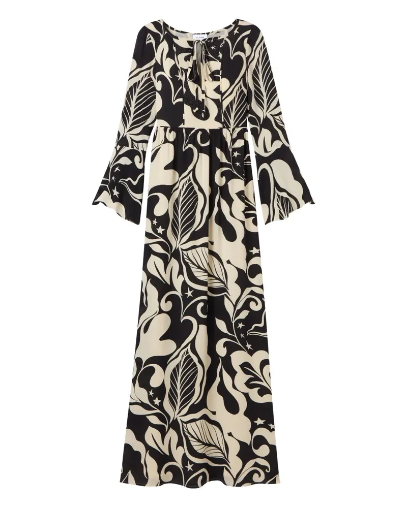 ST. JOHN Harlow Maxikleid mit Blatt-Print - Nude Nude