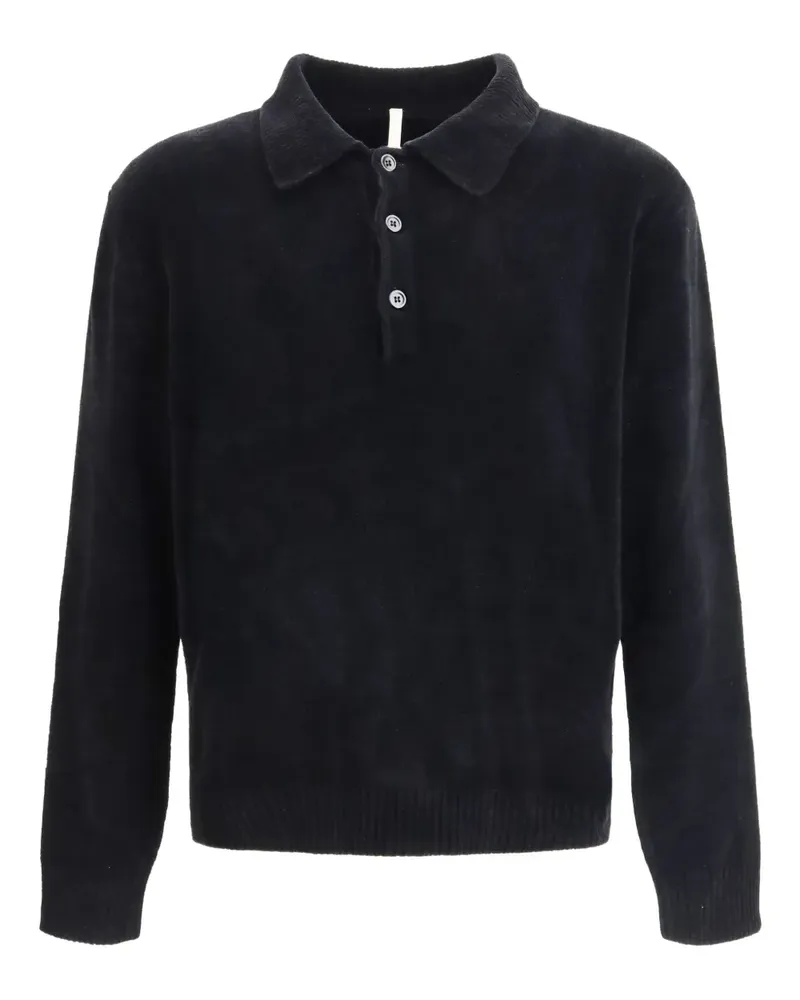 Sunflower chenille button polo shirt - Schwarz Schwarz