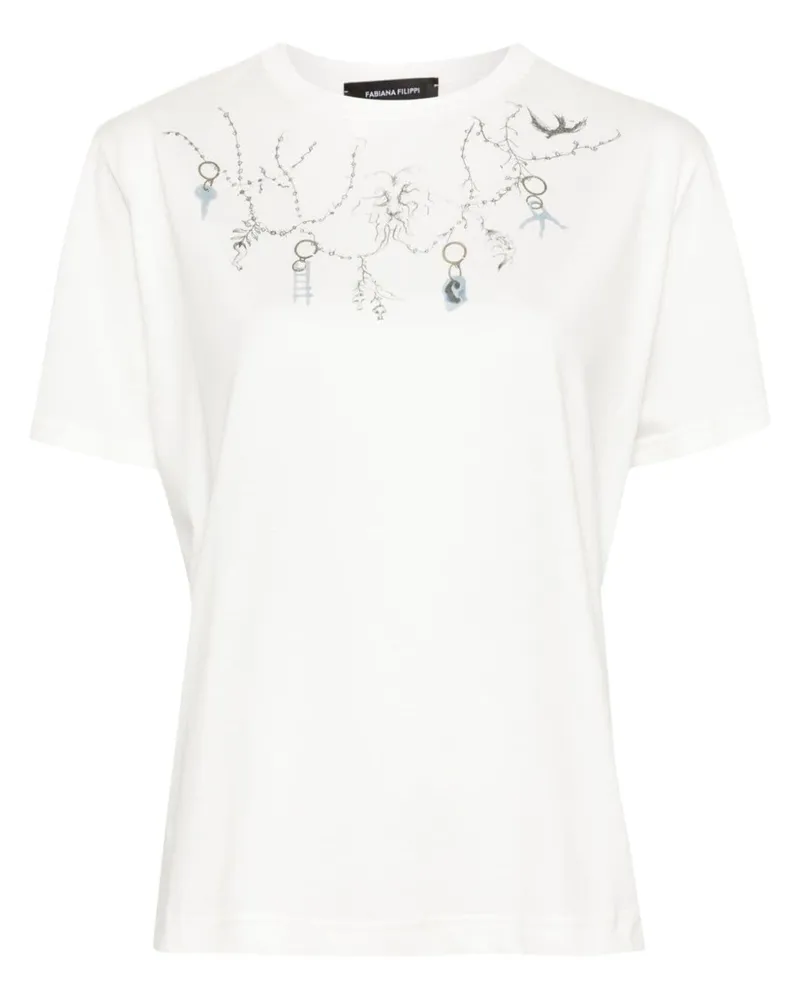 Fabiana Filippi T-Shirt mit Fabula-Print - Weiß Weiß