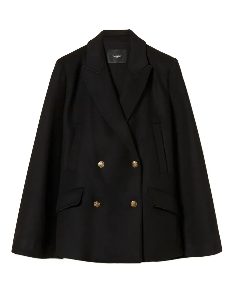 Twin-Set Doppelreihiger Mantel - Schwarz Schwarz