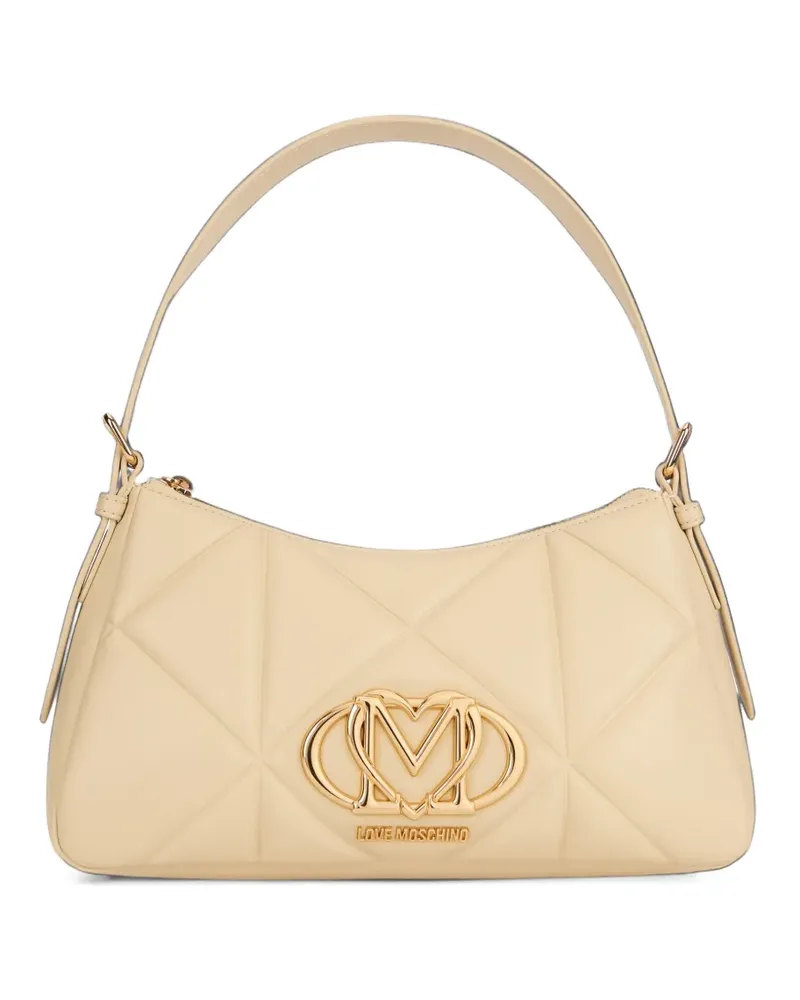 Moschino Schultertasche mit Logo-Schild - Nude Nude