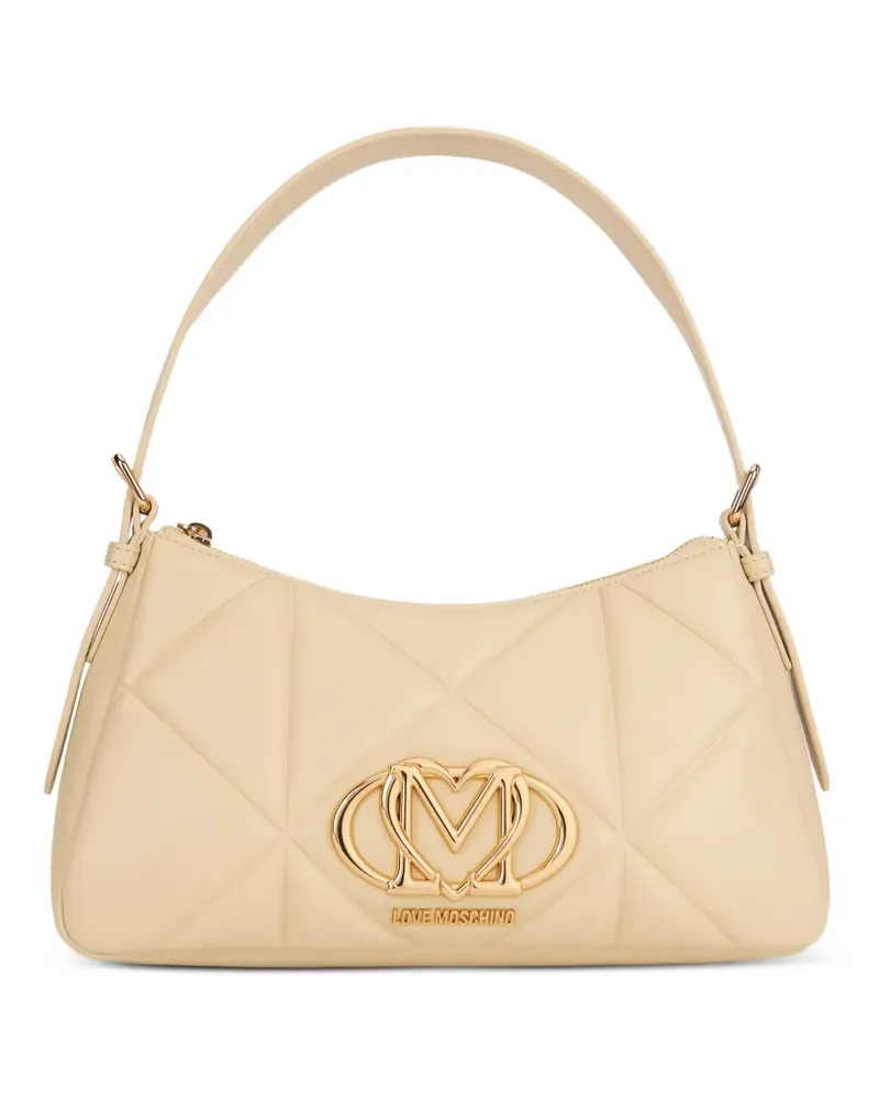 Moschino Schultertasche mit Logo-Schild - Nude Nude
