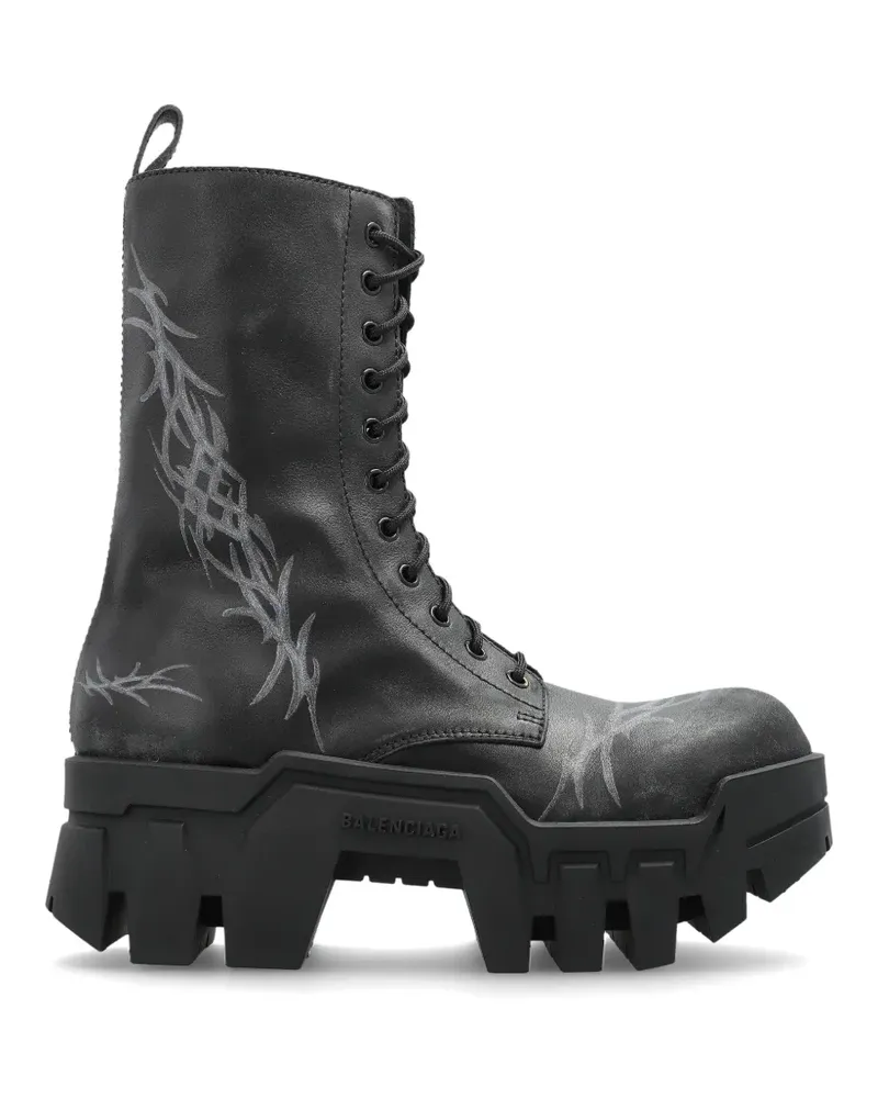 Balenciaga Bulldozer Bikerstiefel mit Print - Schwarz Schwarz