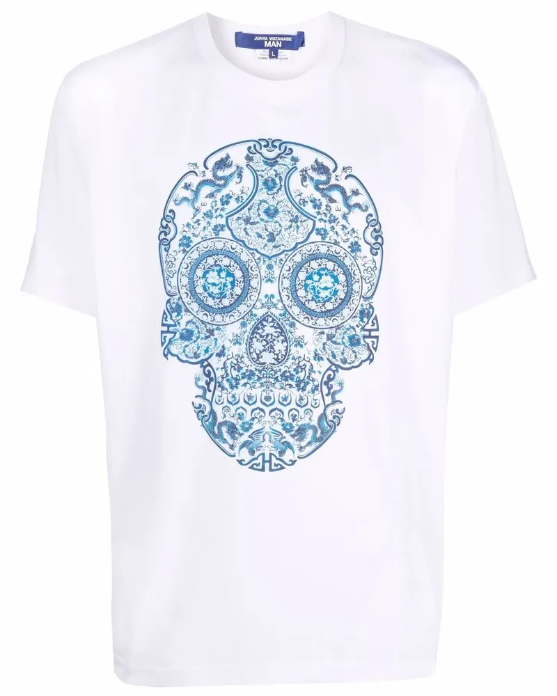 Junya Watanabe T-Shirt mit Totenkopf-Print - Weiß Weiß