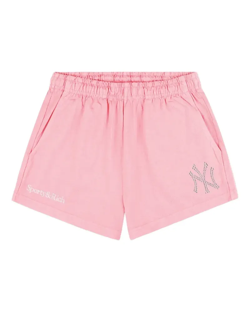 SPORTY & RICH Yankees Krystal Disco Shorts - Rosa Rosa