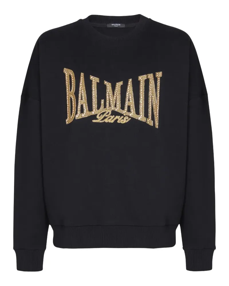 Balmain Sweatshirt mit verziertem Logo - Schwarz Schwarz