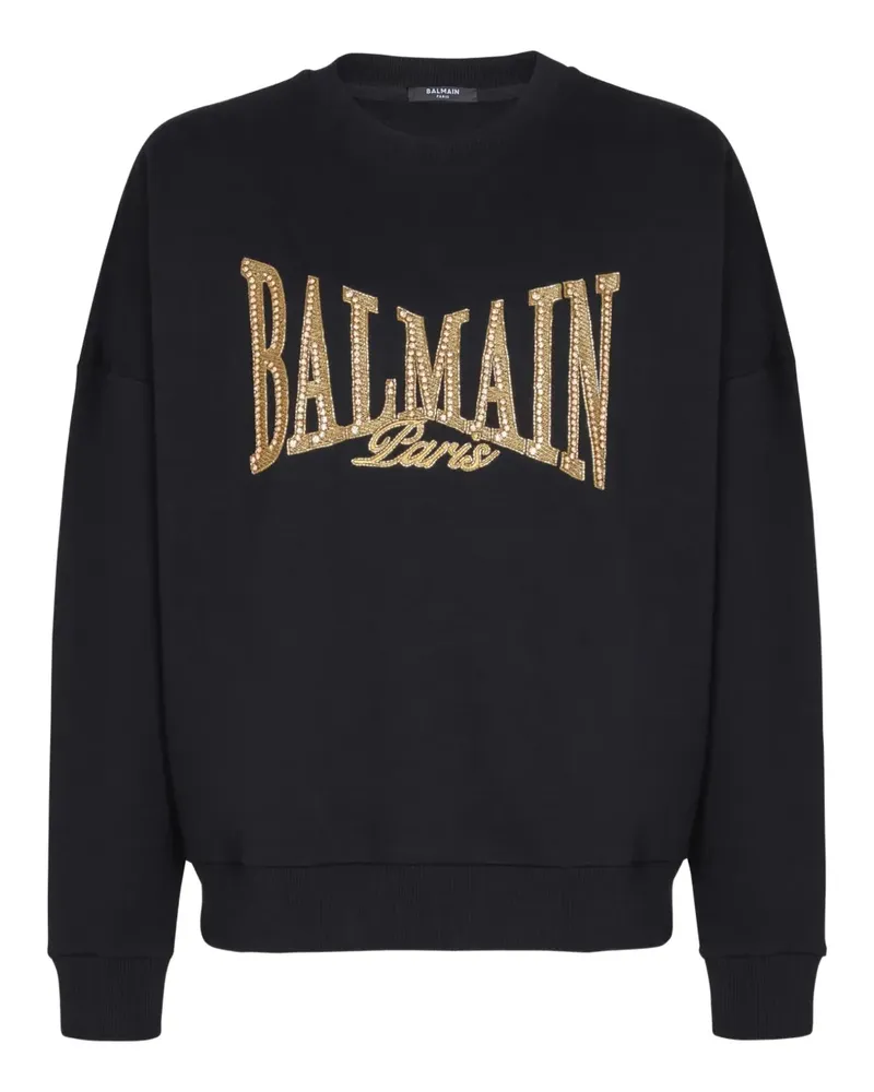 Balmain Sweatshirt mit verziertem Logo - Schwarz Schwarz