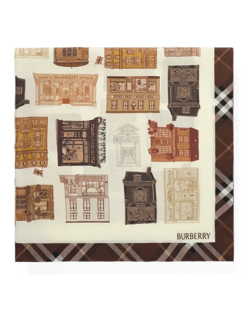 Burberry storefront-print silk scarf - Nude Nude