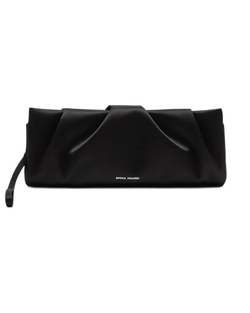 Amina Muaddi Vittoria Clutch aus Satin - Schwarz Schwarz
