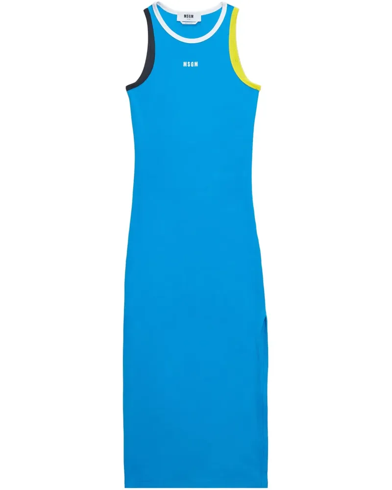MSGM Maxikleid mit Logo-Print - Blau Blau