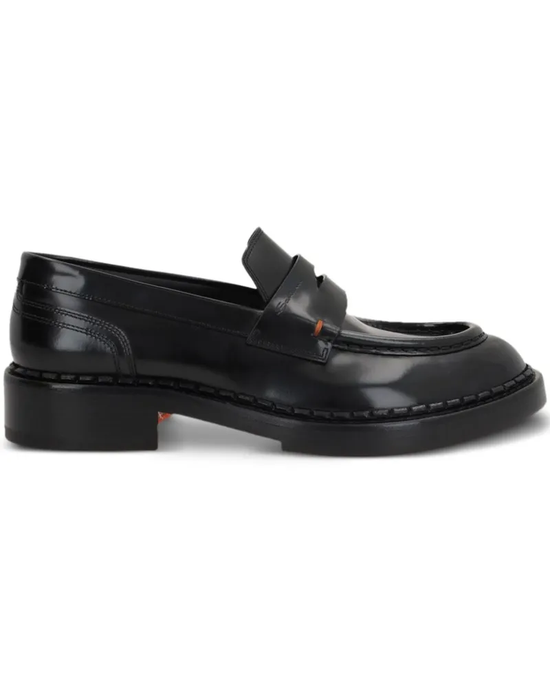 Santoni x 10 Corso Como Penny-Loafer aus gebürstetem Leder - Schwarz Schwarz