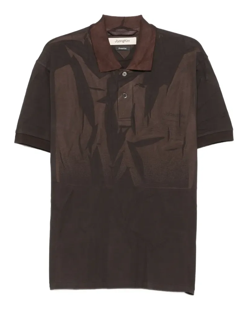 JiyongKim sun-faded cotton polo shirt - Braun Braun