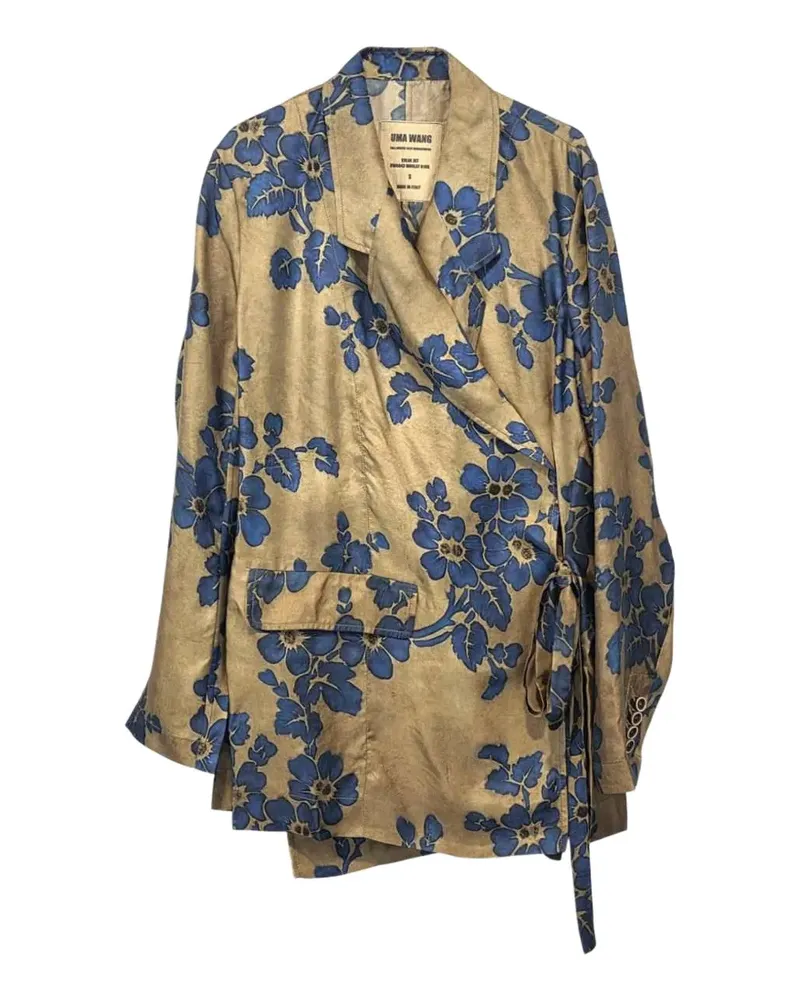 Uma Wang floral-print tie-fastening blazer - Nude Nude