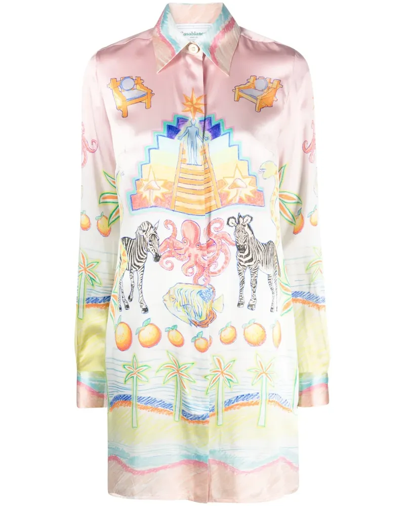 Casablanca Paris Hemdkleid mit Illustration-Print - Rosa Rosa