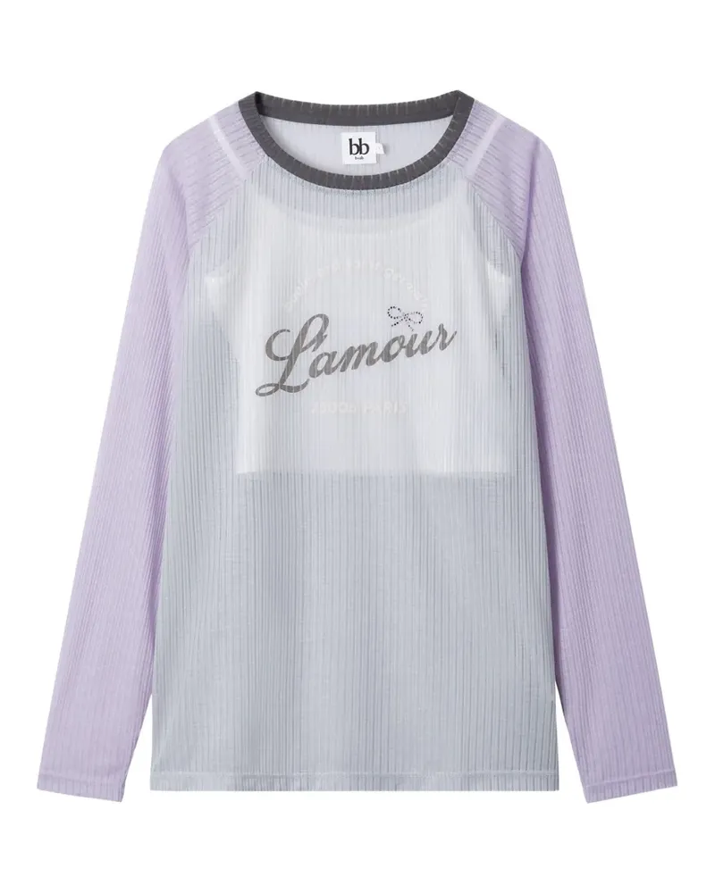 b+ab Geripptes Langarmshirt - Grau Grau