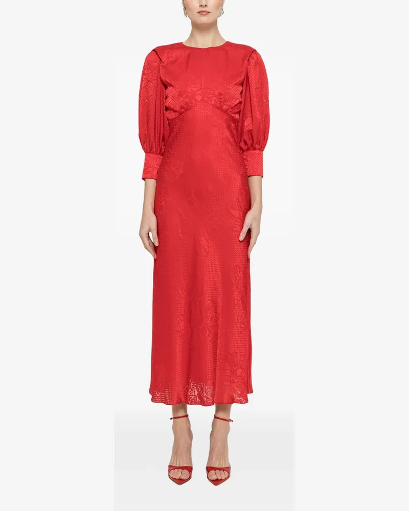 NISSA puff-sleeve midi dress - Rot Rot