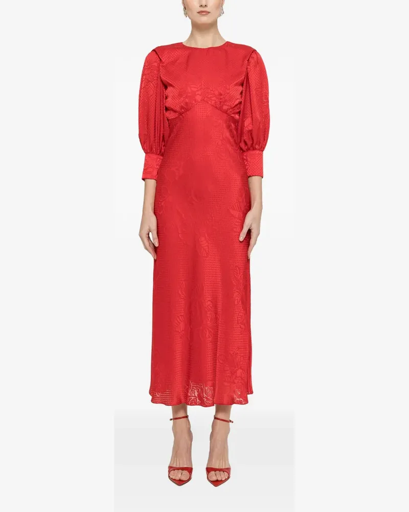 NISSA puff-sleeve midi dress - Rot Rot
