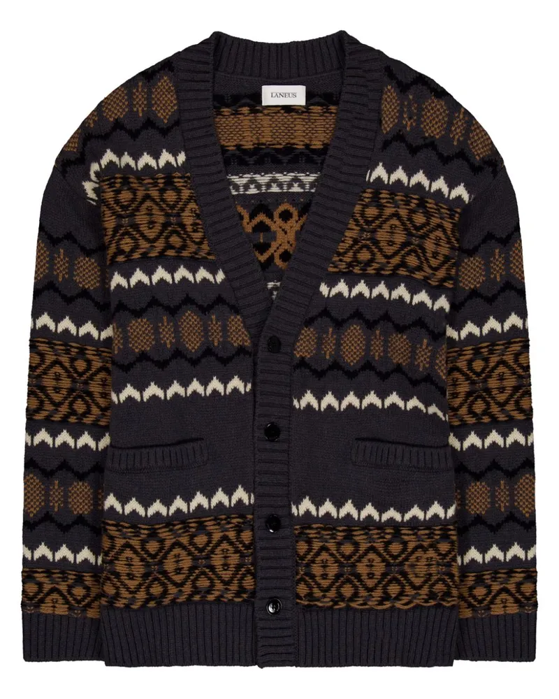 Laneus Gestrickter Intarsien-Cardigan - Braun Braun