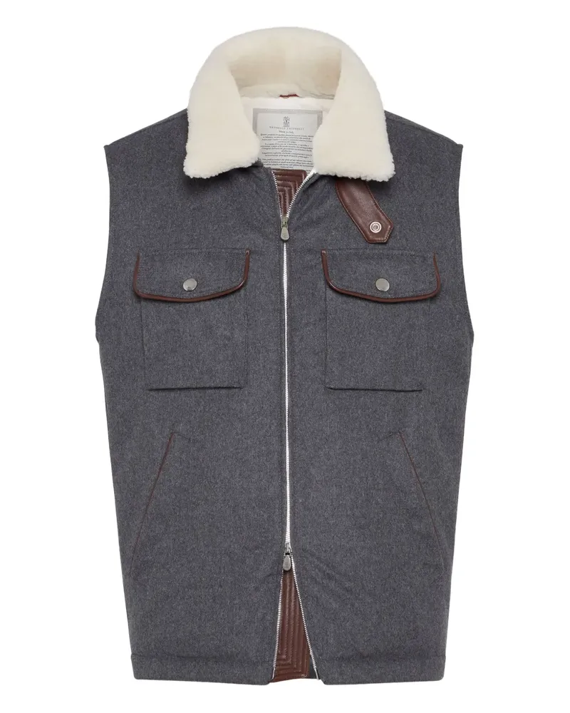Brunello Cucinelli Pullunder mit Shearling-Kragen - Grau Grau