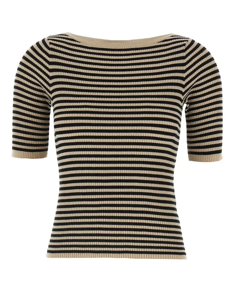 Max Mara Geripptes T-Shirt mit Streifen - Nude Nude