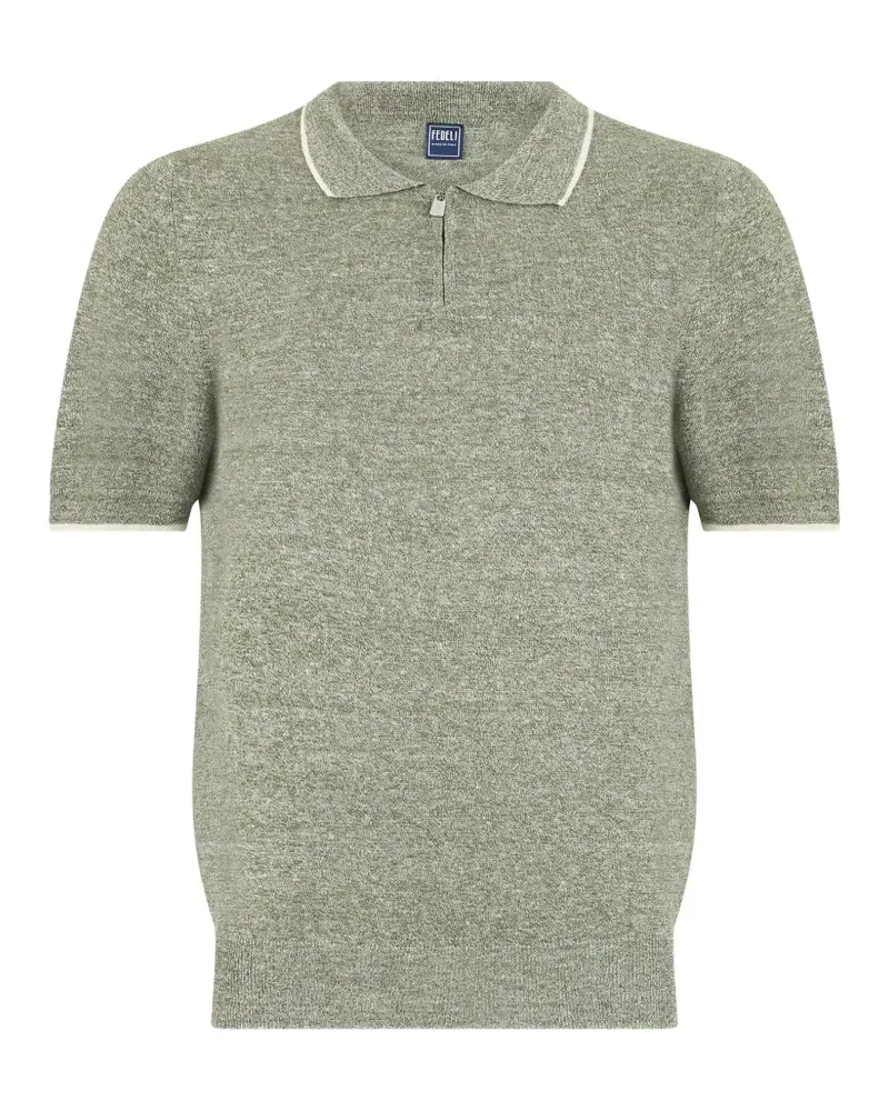 Fedeli zip-fastening short-sleeve polo shirt - Grün Grün