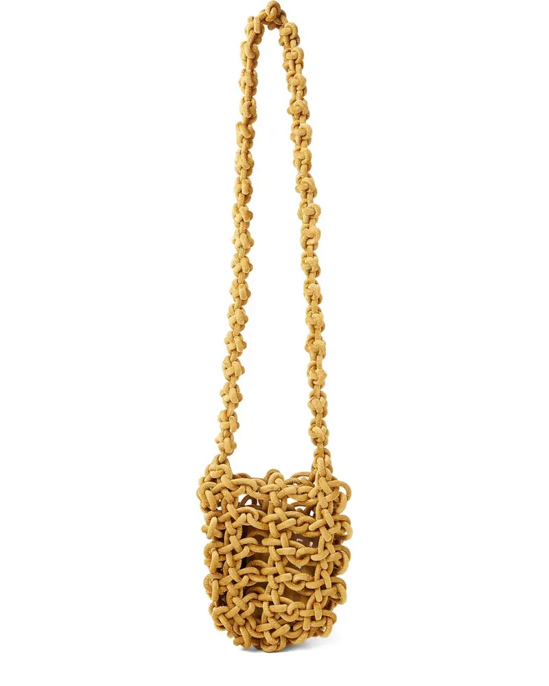 KARA Knot Schultertasche aus Samt - Gelb Gelb