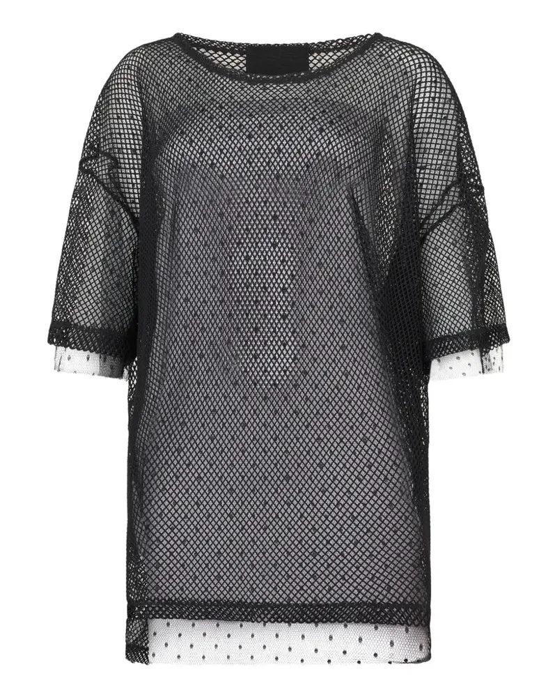 Valentino Garavani T-Shirt mit Mesh-Overlay - Schwarz Schwarz