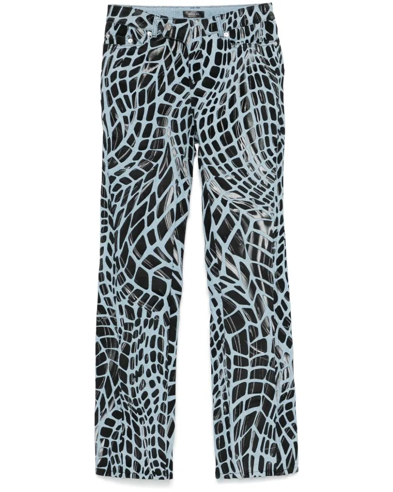 Thierry Mugler Gerade Jeans mit Samt-Print - Blau Blau