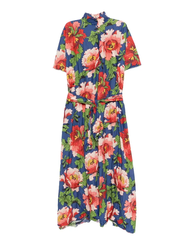 Daniela Gregis floral-print V-neck midi dress - Blau Blau