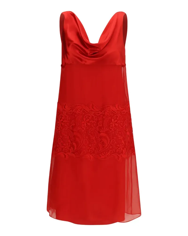 Ferragamo draped lace-embroidered mini party dress - Rot Rot