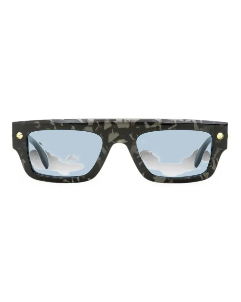 Alexander McQueen stud-embellished rectangle-frame sunglasses - Grau Grau