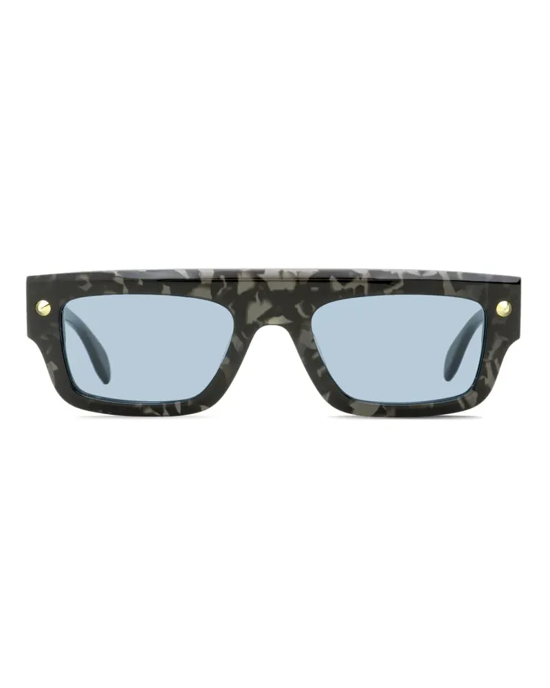 Alexander McQueen stud-embellished rectangle-frame sunglasses - Grau Grau