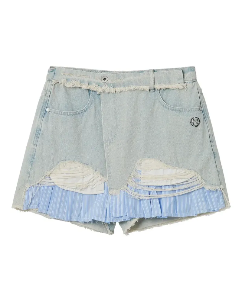 Musium Div. Gerüschte Shorts im Distressed-Look - Blau Blau
