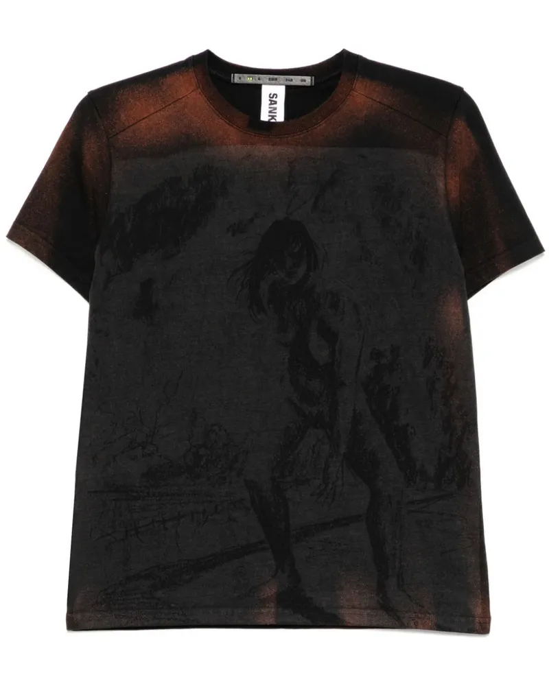 SANKUANZ Ausgeblichenes T-Shirt - Schwarz Schwarz